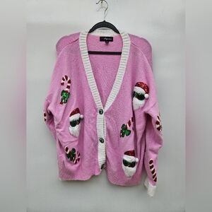 Joyous Pink Santa Cardigan